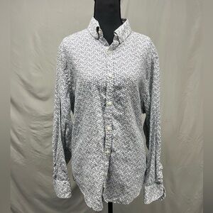 Baird McNutt Men's Murano Slim Fit Linen Patterned Button-Up Shirt Large